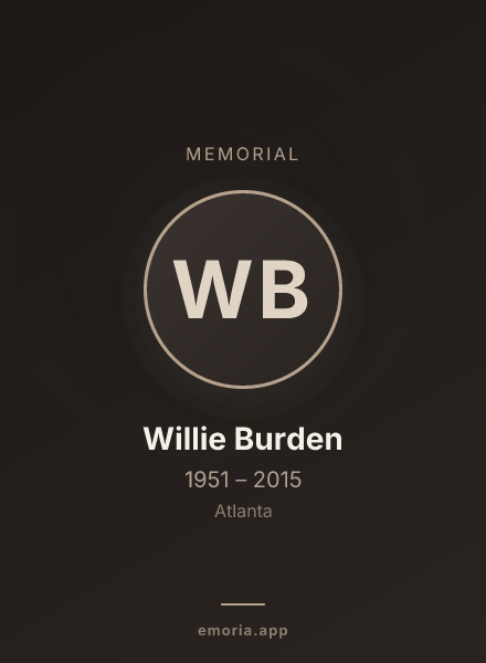 Memorial portrait of Willie Burden
