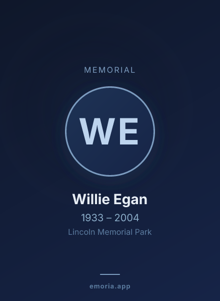 Memorial portrait of Willie Egan