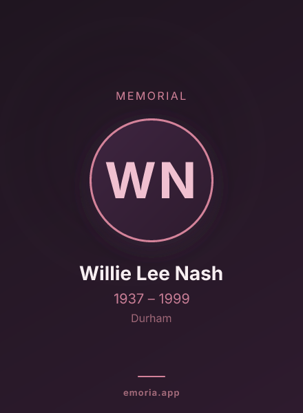 Memorial portrait of Willie Lee Nash
