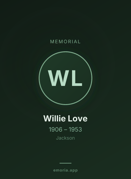 Memorial portrait of Willie Love