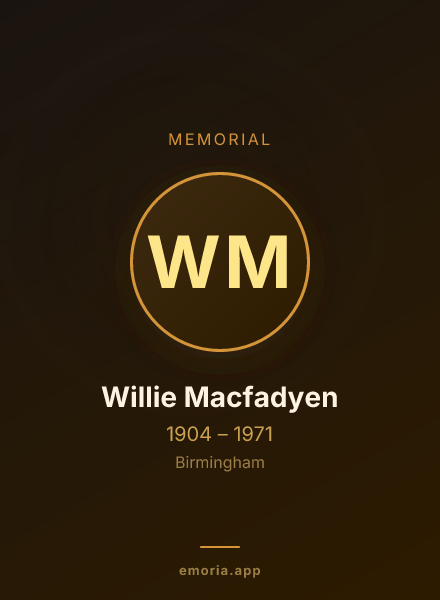 Memorial portrait of Willie Macfadyen