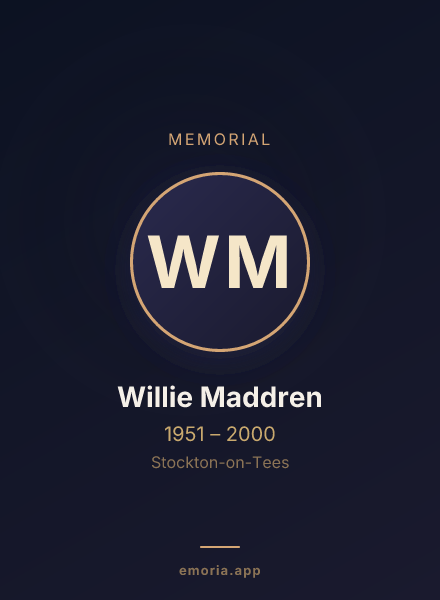 Memorial portrait of Willie Maddren