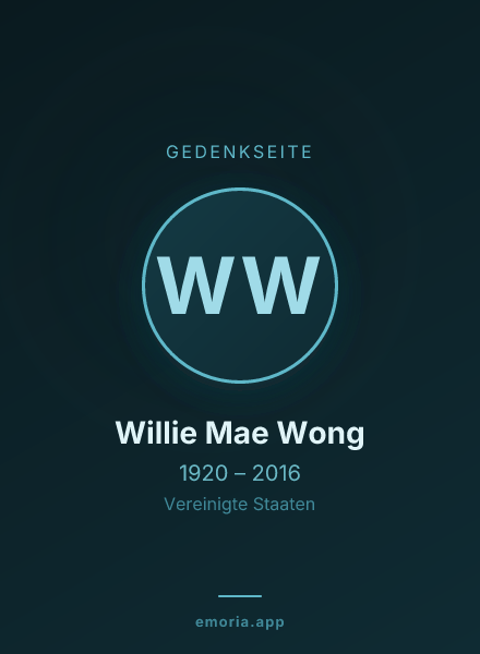 Gedenkportrait von Willie Mae Wong