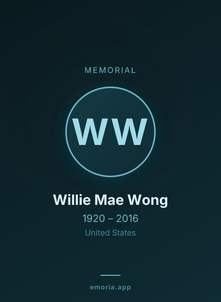 Memorial portrait of Willie Mae Wong
