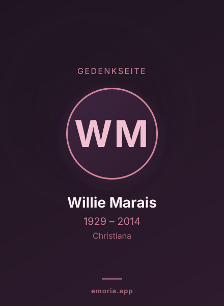 Gedenkportrait von Willie Marais