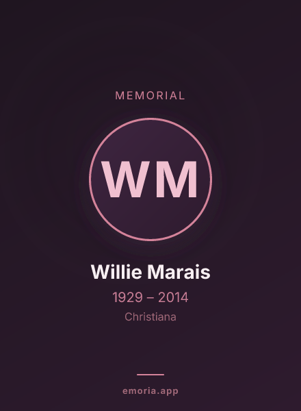 Memorial portrait of Willie Marais