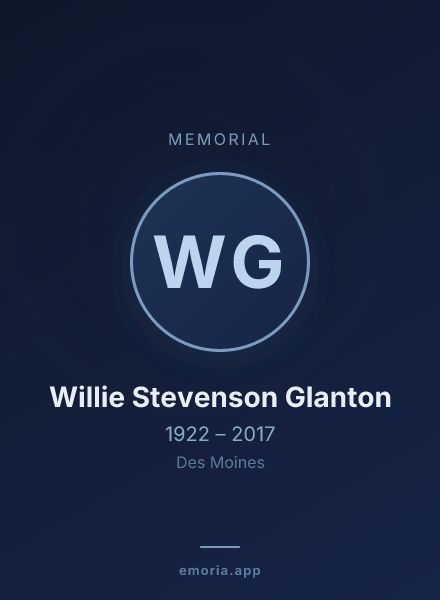Memorial portrait of Willie Stevenson Glanton