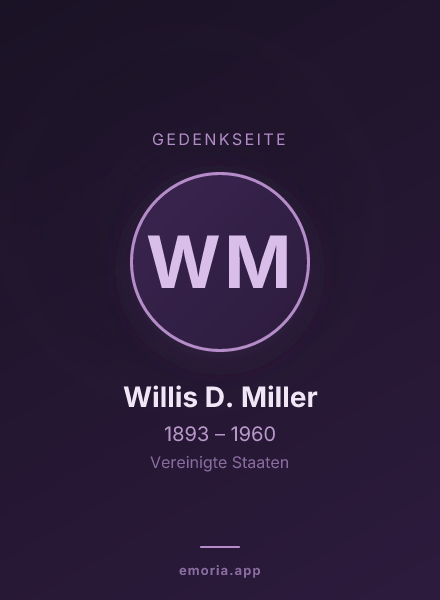 Gedenkportrait von Willis D. Miller