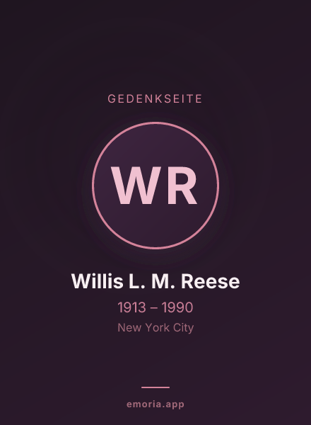 Gedenkportrait von Willis L. M. Reese