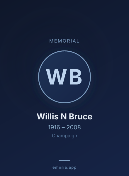 Memorial portrait of Willis N Bruce