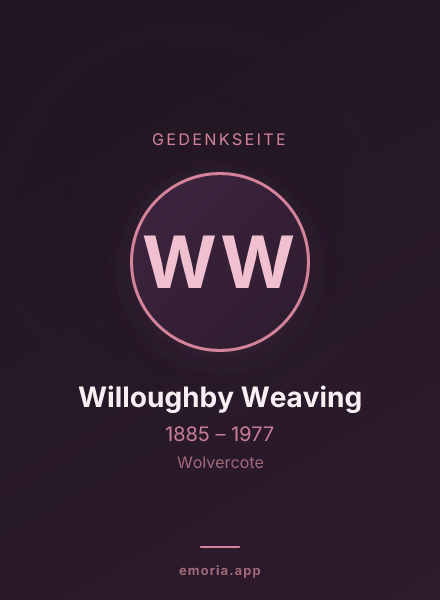 Gedenkportrait von Willoughby Weaving