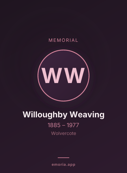 Memorial portrait of Willoughby Weaving