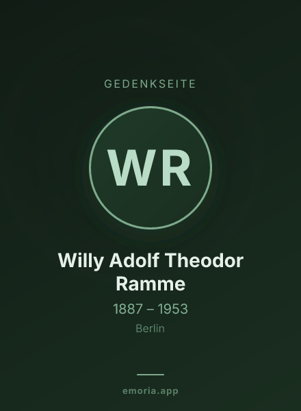 Gedenkportrait von Willy Adolf Theodor Ramme