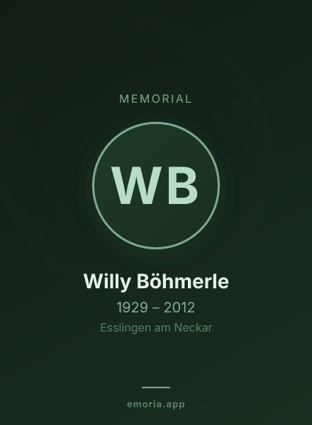 Memorial portrait of Willy Böhmerle