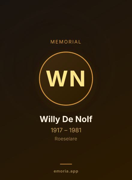 Memorial portrait of Willy De Nolf