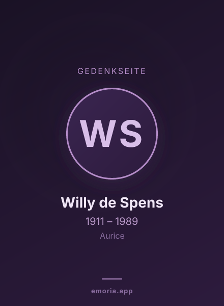 Gedenkportrait von Willy de Spens