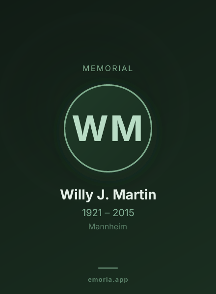 Memorial portrait of Willy J. Martin
