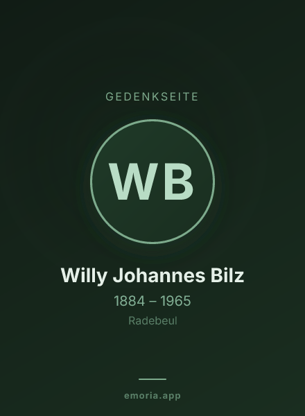 Gedenkportrait von Willy Johannes Bilz