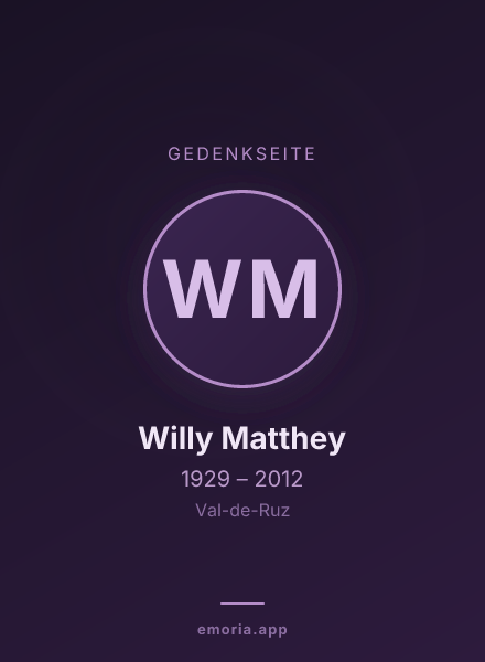 Gedenkportrait von Willy Matthey