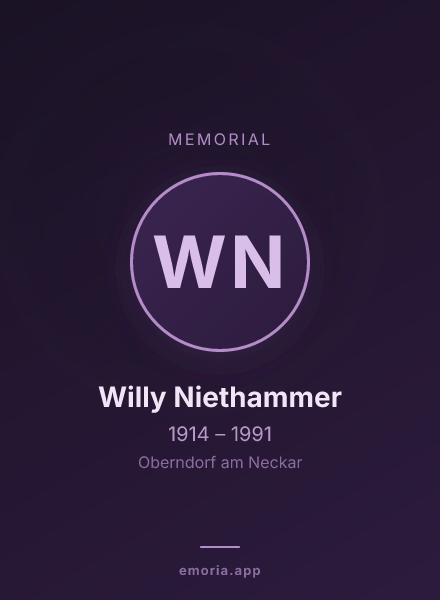 Memorial portrait of Willy Niethammer