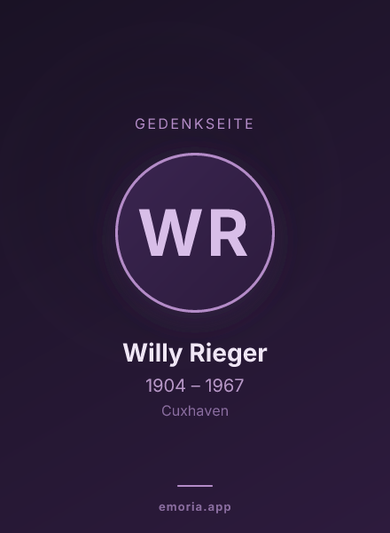 Gedenkportrait von Willy Rieger