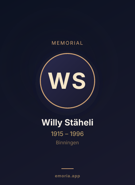 Memorial portrait of Willy Stäheli