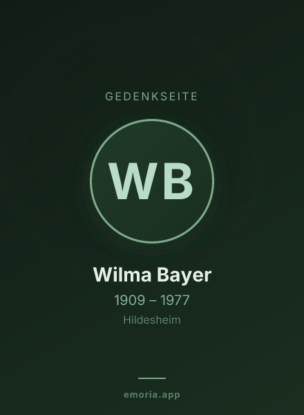 Gedenkportrait von Wilma Bayer