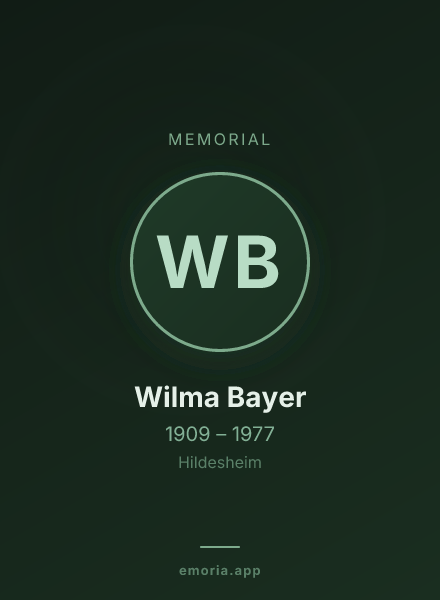 Memorial portrait of Wilma Bayer