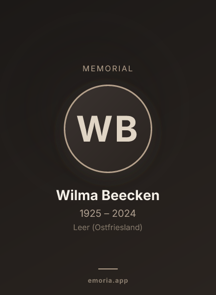 Memorial portrait of Wilma Beecken