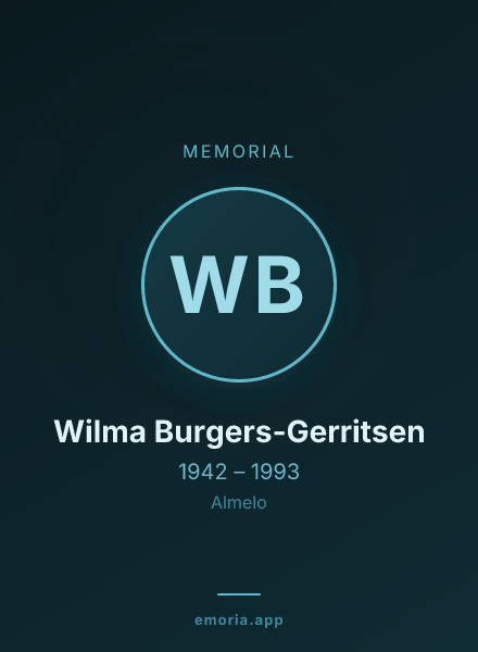 Memorial portrait of Wilma Burgers-Gerritsen