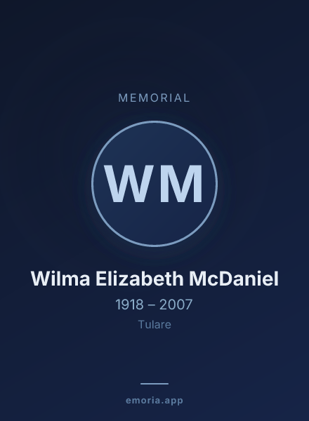 Memorial portrait of Wilma Elizabeth McDaniel