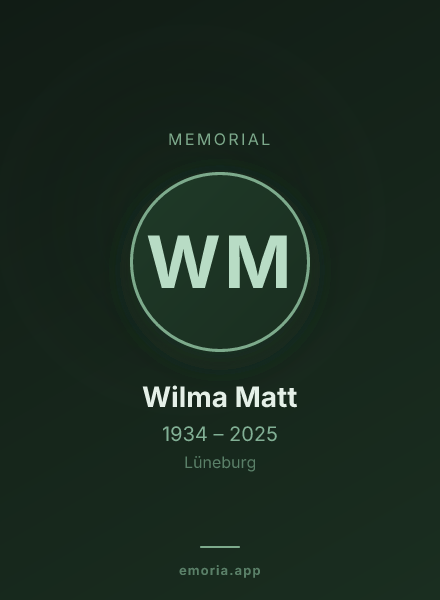 Memorial portrait of Wilma Matt