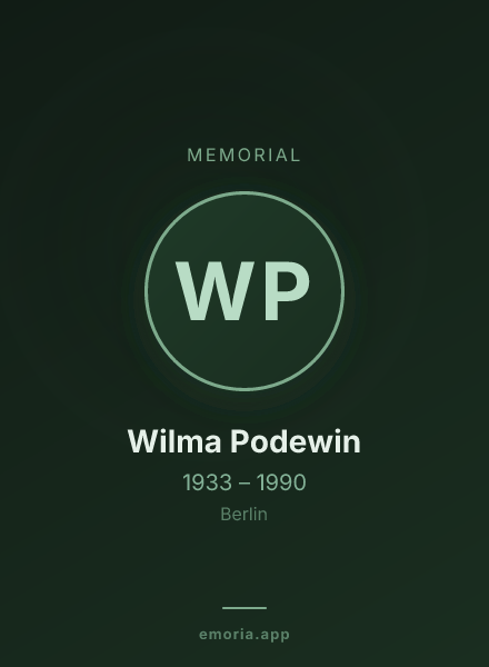 Memorial portrait of Wilma Podewin