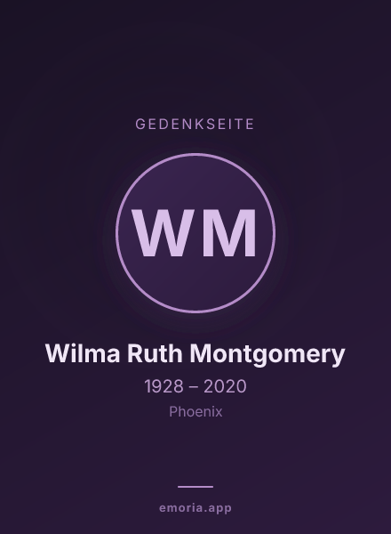 Gedenkportrait von Wilma Ruth Montgomery