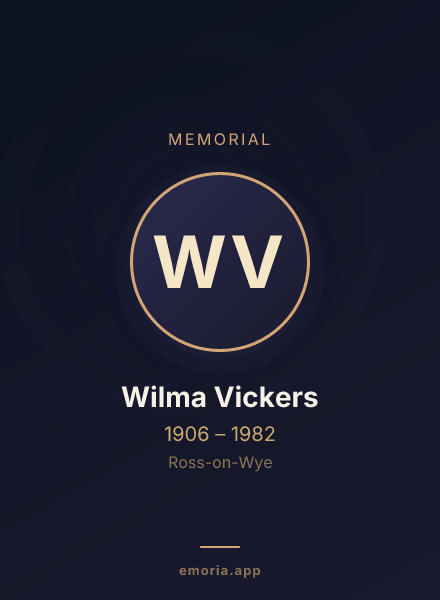 Memorial portrait of Wilma Vickers