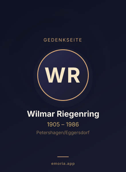 Gedenkportrait von Wilmar Riegenring