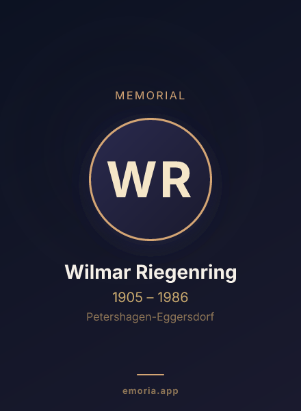 Memorial portrait of Wilmar Riegenring