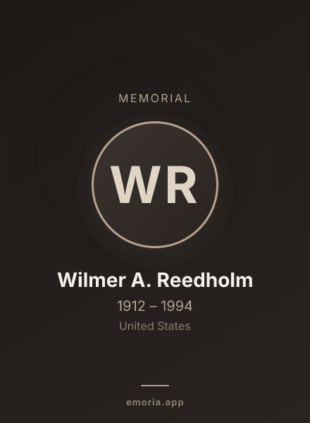 Memorial portrait of Wilmer A. Reedholm