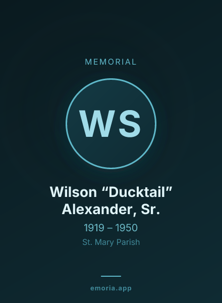 Memorial portrait of Wilson “Ducktail” Alexander, Sr.