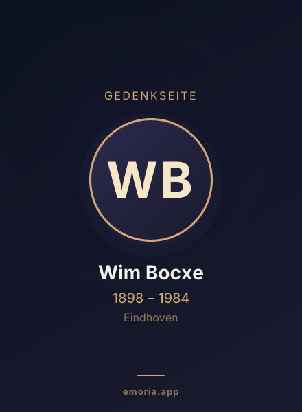 Gedenkportrait von Wim Bocxe