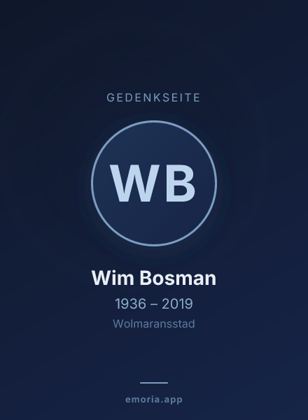 Gedenkportrait von Wim Bosman