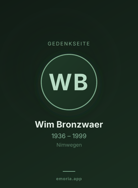 Gedenkportrait von Wim Bronzwaer