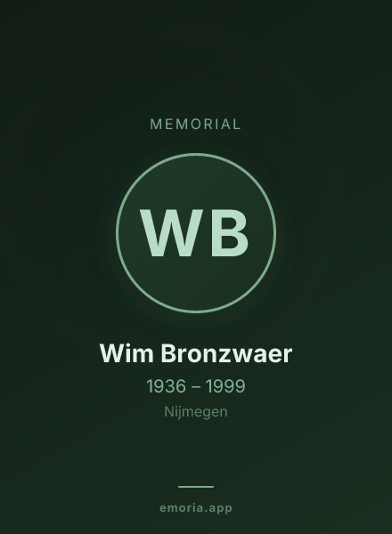 Memorial portrait of Wim Bronzwaer