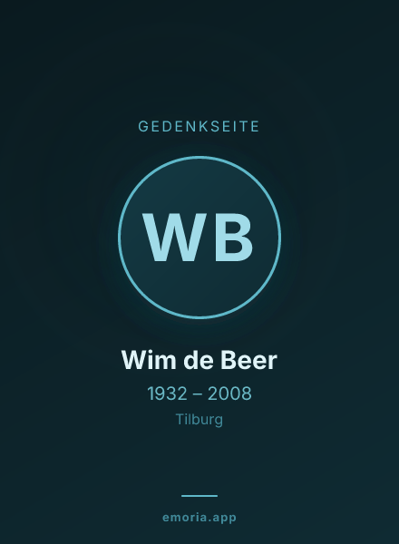 Gedenkportrait von Wim de Beer