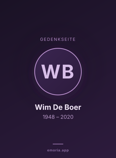 Gedenkportrait von Wim De Boer