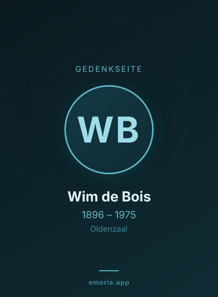 Gedenkportrait von Wim de Bois