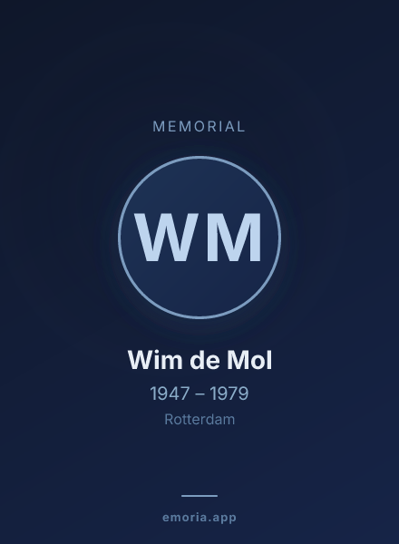 Memorial portrait of Wim de Mol