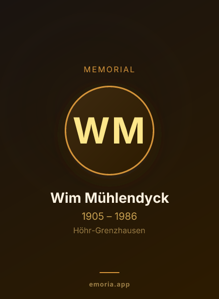 Memorial portrait of Wim Mühlendyck