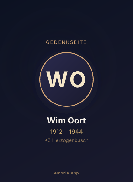 Gedenkportrait von Wim Oort
