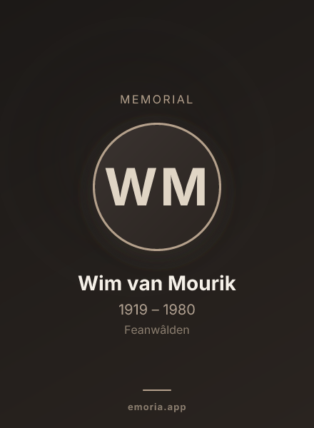 Memorial portrait of Wim van Mourik